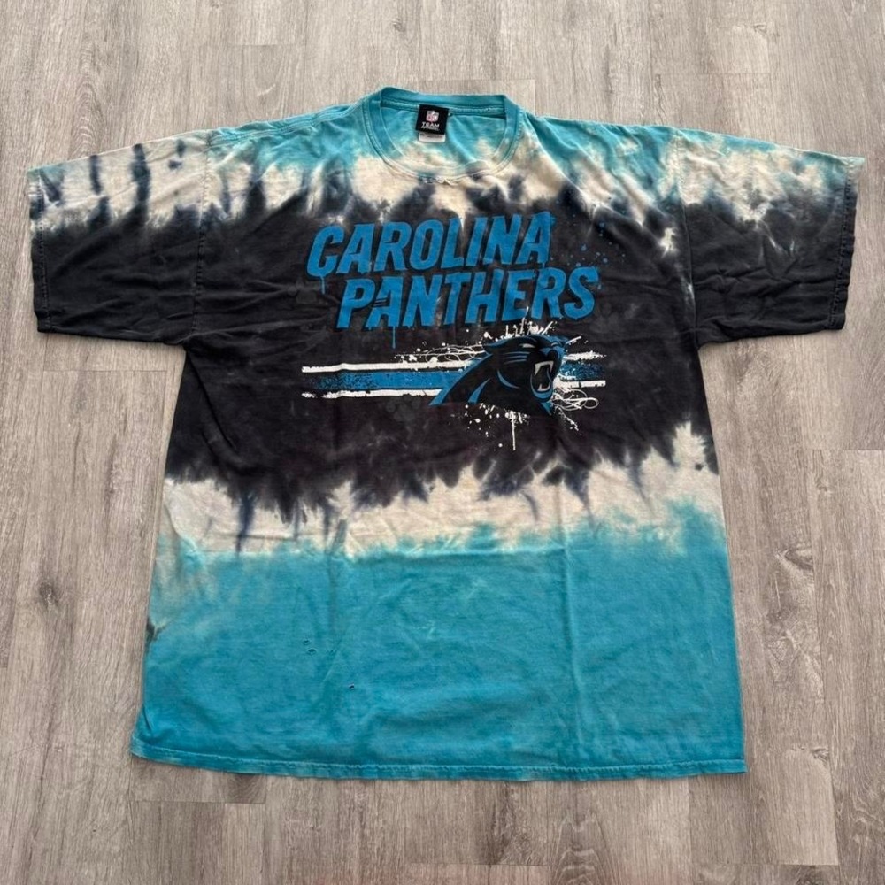 Vintage NFL Carolina Panthers T-Shirt Tie Dye Size 2XL Graphic Distressed Tee